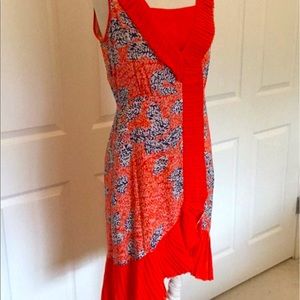 Tory Burch beautiful pleated trim silk dress